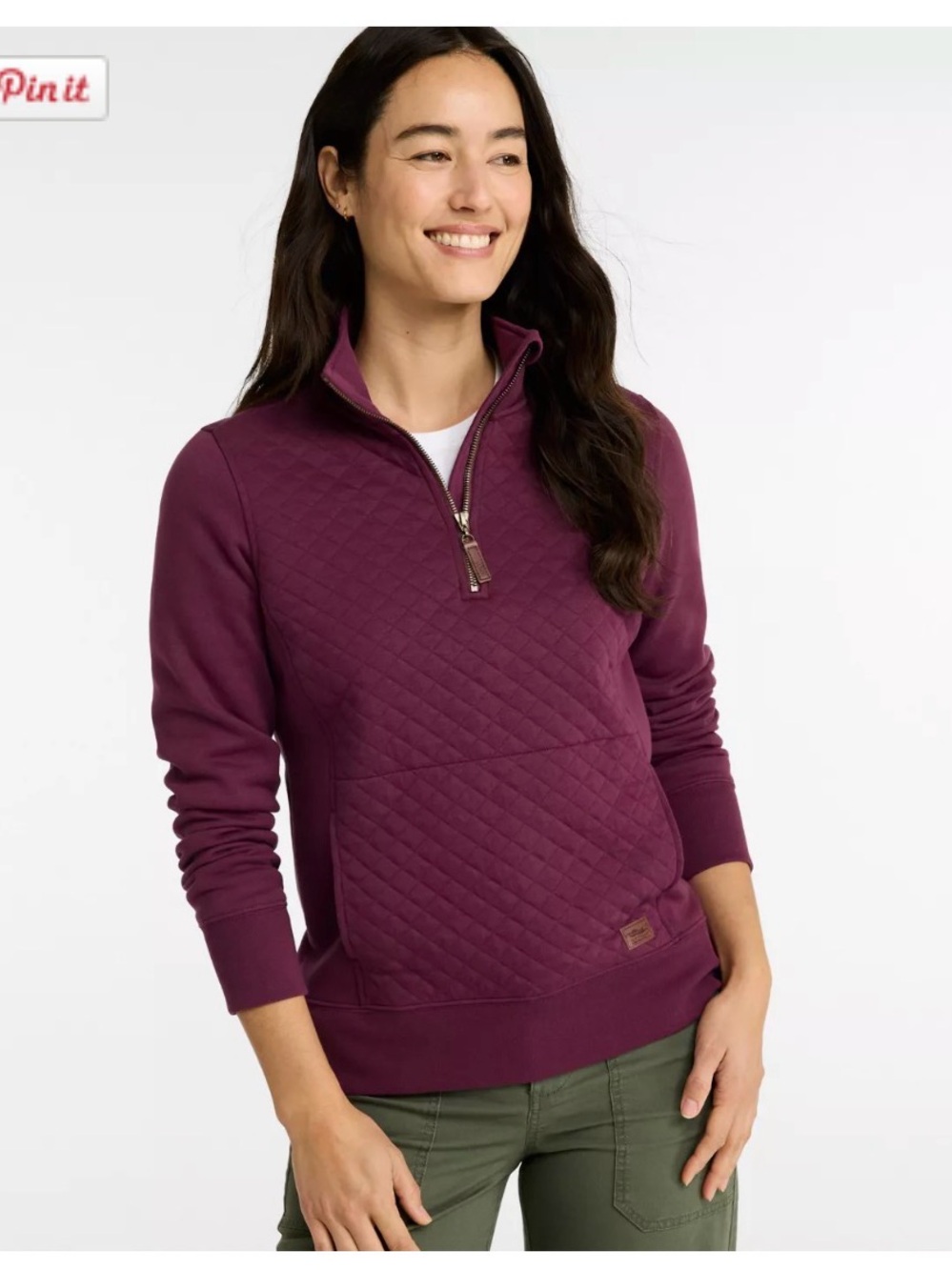 L.L. Bean Women's Quilted Half-Zip Pullover - Dark Plum